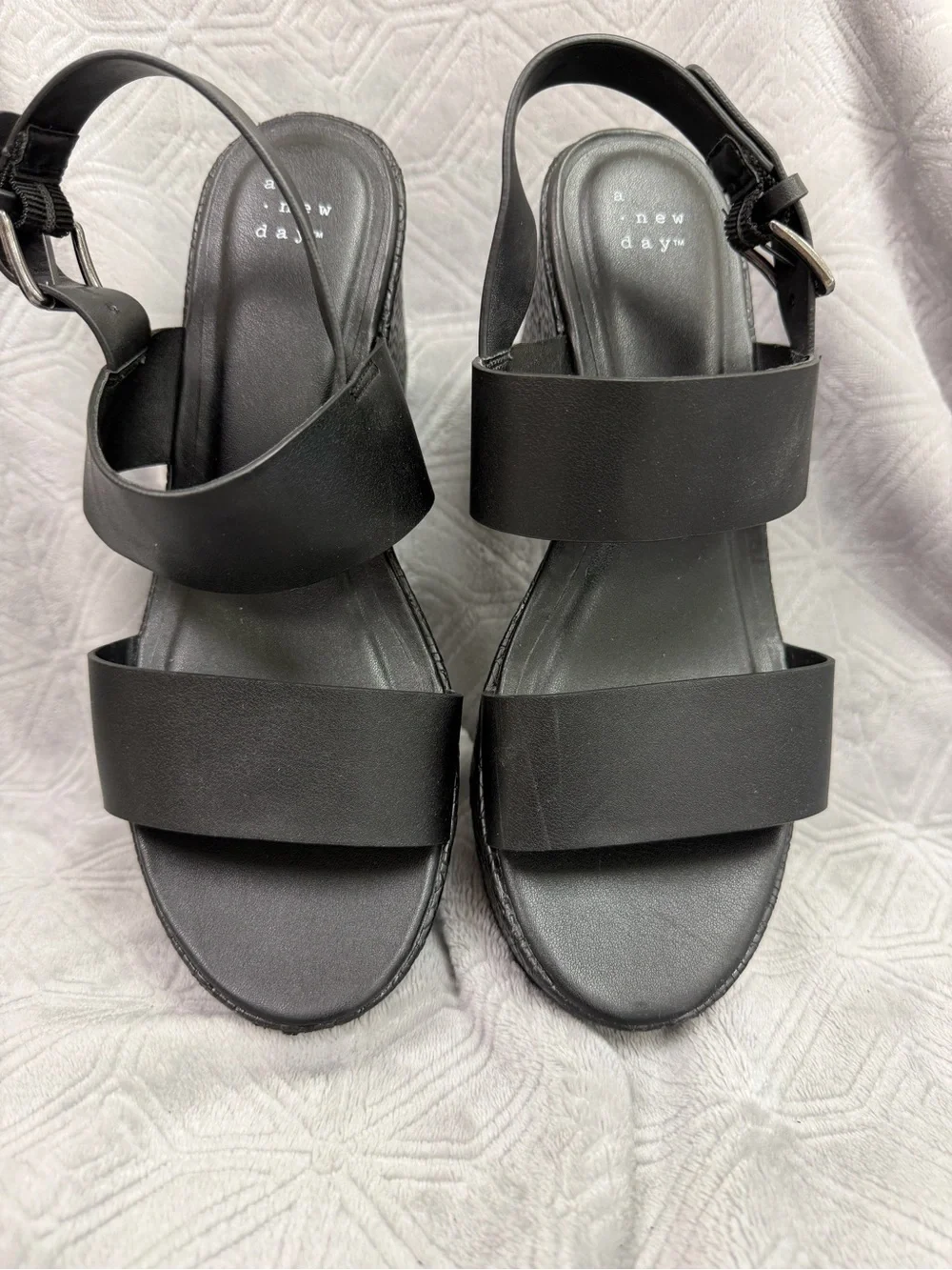a new day Black Chunky Platform Strappy Sandal